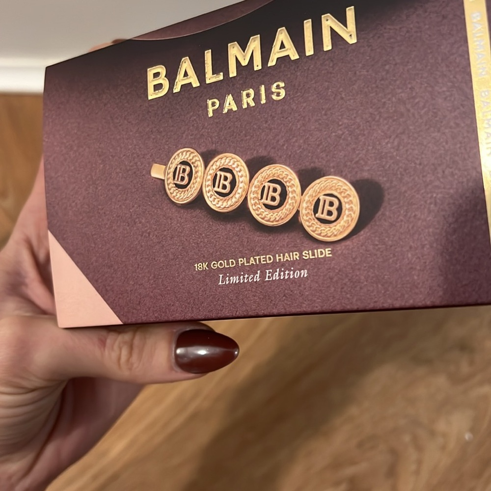 Balmain Paris 18K Gold Plated Logo Hair Slide Pin